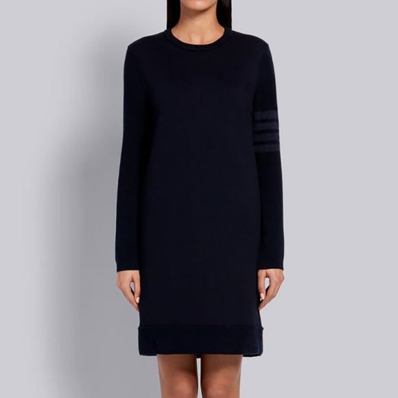 Thom Browne Navy Classic Loopback Tonal 4 Bar Sweater Dress Sweatshirt Terry 40 - Picture 2 of 15